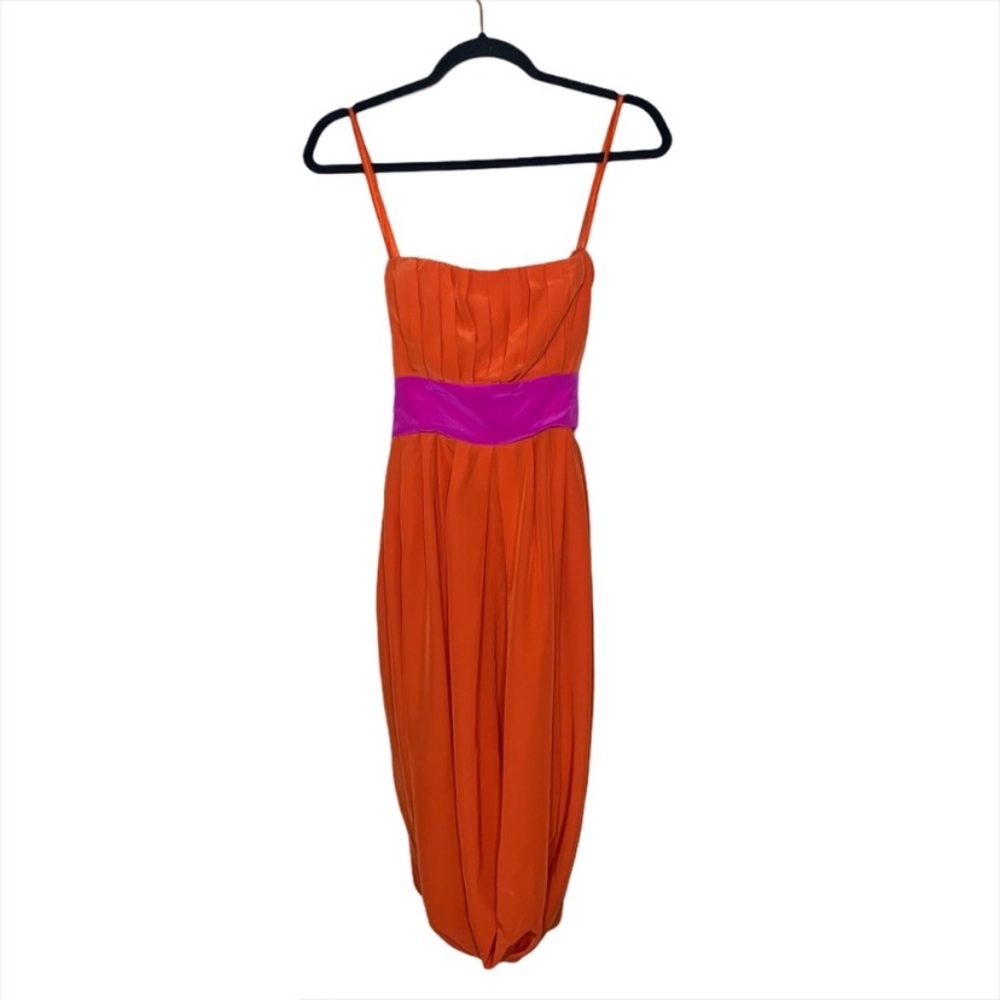 BCBGMaxazria NWOT 100% Silk Draped Orange Dress